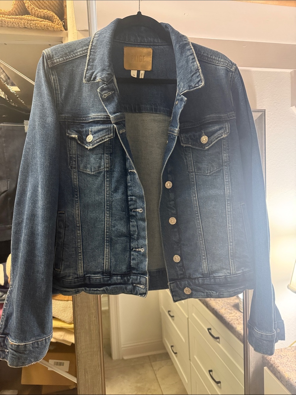 PAIGE Dark Blue Denim Trucker Jacket